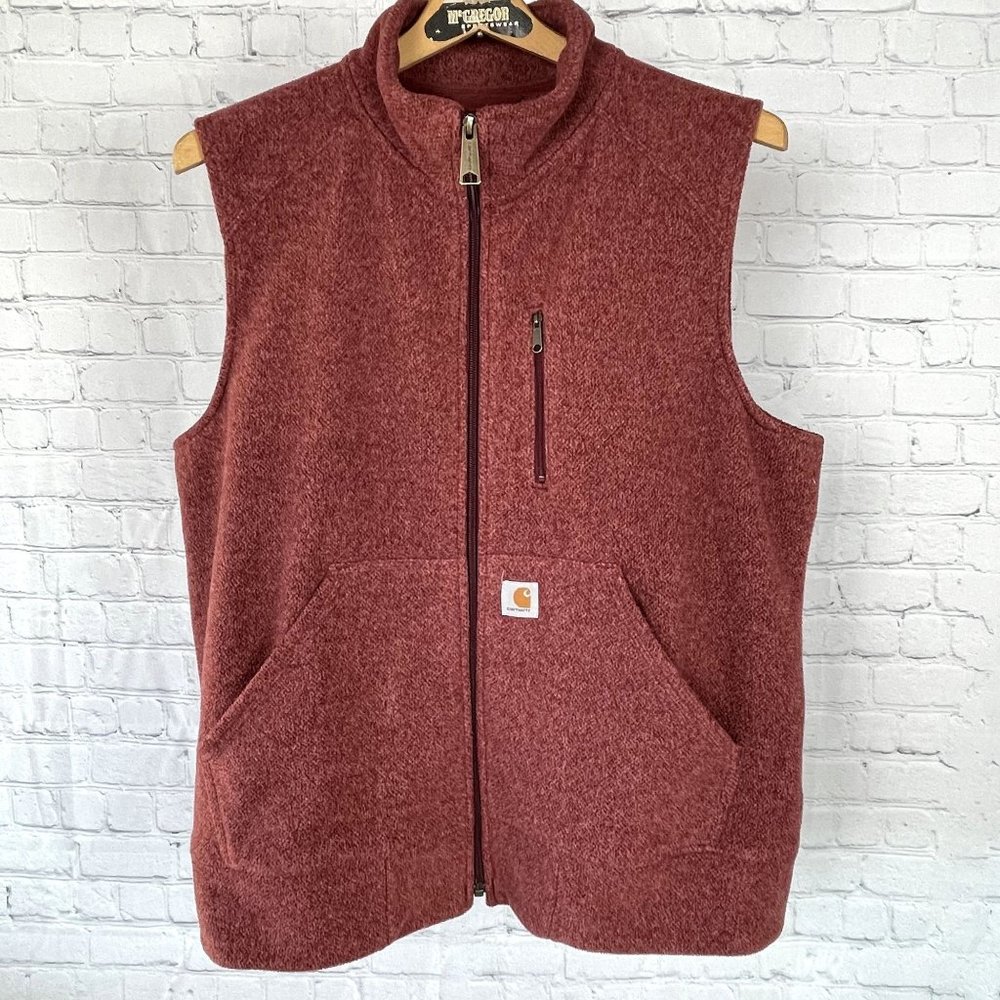 Carhartt Kentwood Fleece Vest Womens XL Burgundy Full Zip 101410